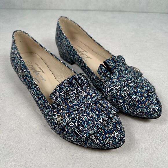 Zapato Handmade Shoes Womens 38 Floral Mosaic Fringe Artsy Boho Fun Unique - Picture 1 of 12